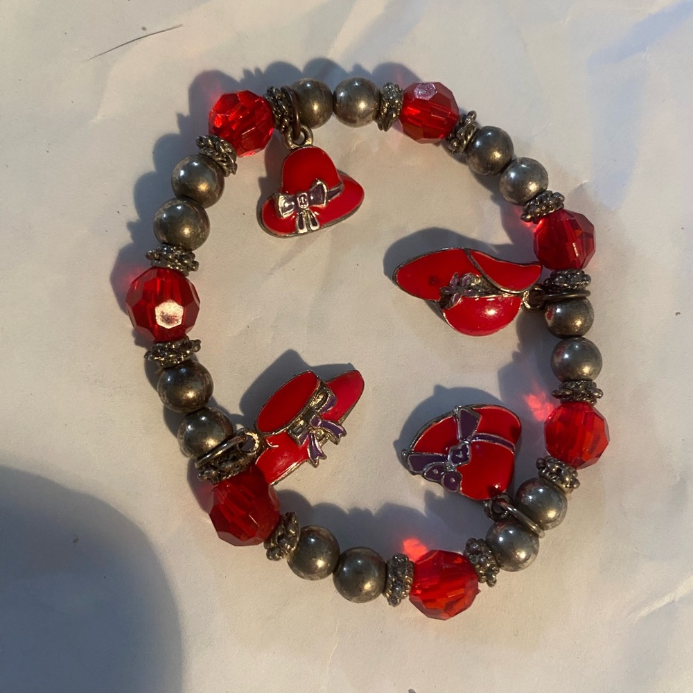Badass Red Hat Lady Charm Maximalist Stretchy Bracelet